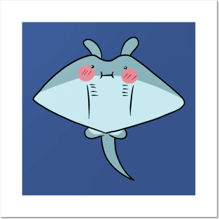 Cute Blushing Manta Ray Posters and Art